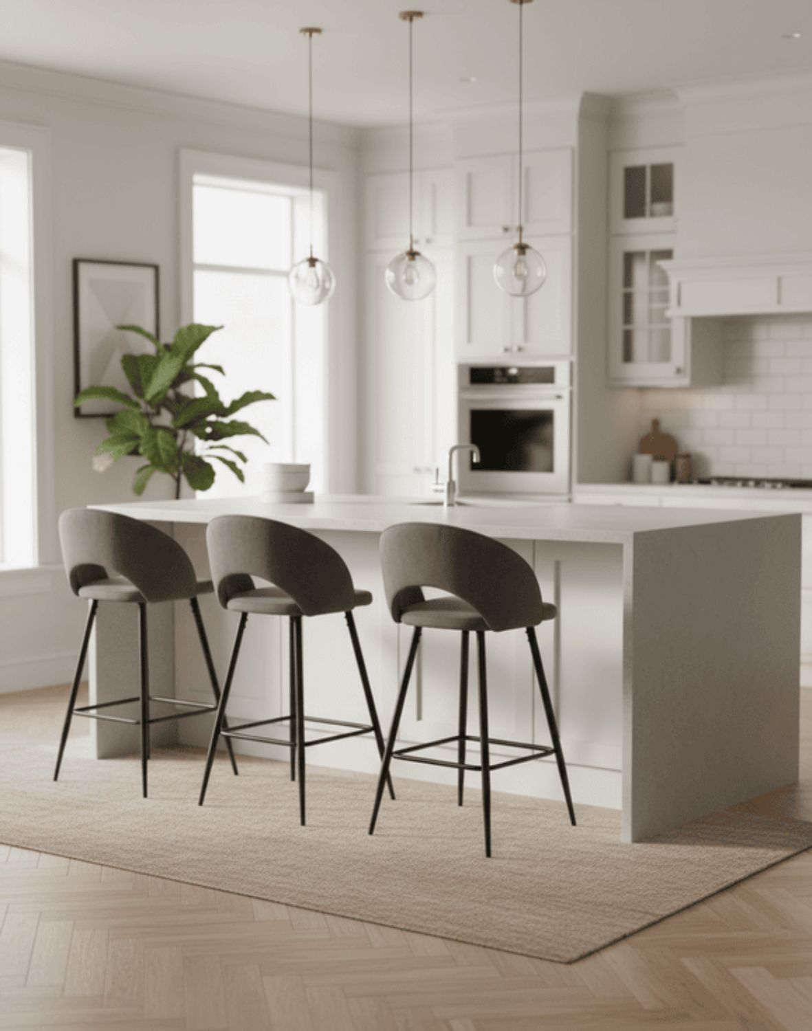 hoker do kuchni h96, szary welwet