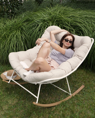 fotel bujany ogrodowy na płozach havana beżowy