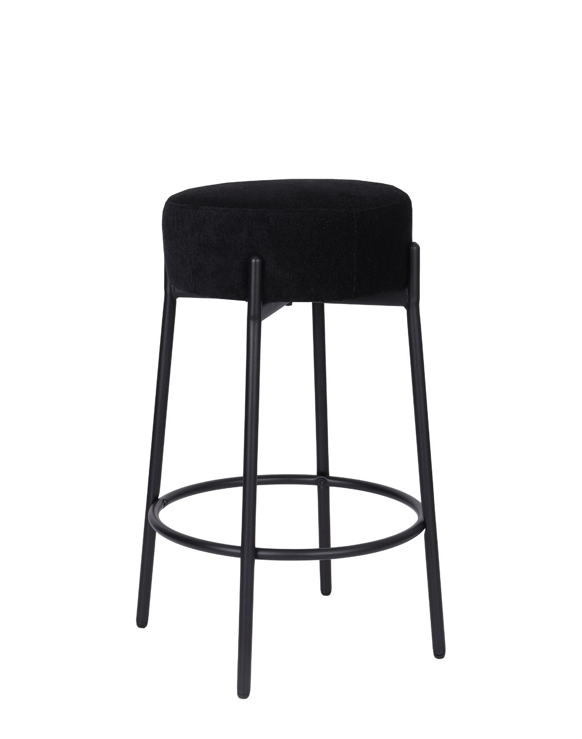 okrągły hoker do kuchni z podnóżkiem holly, tapicerowany, czarny