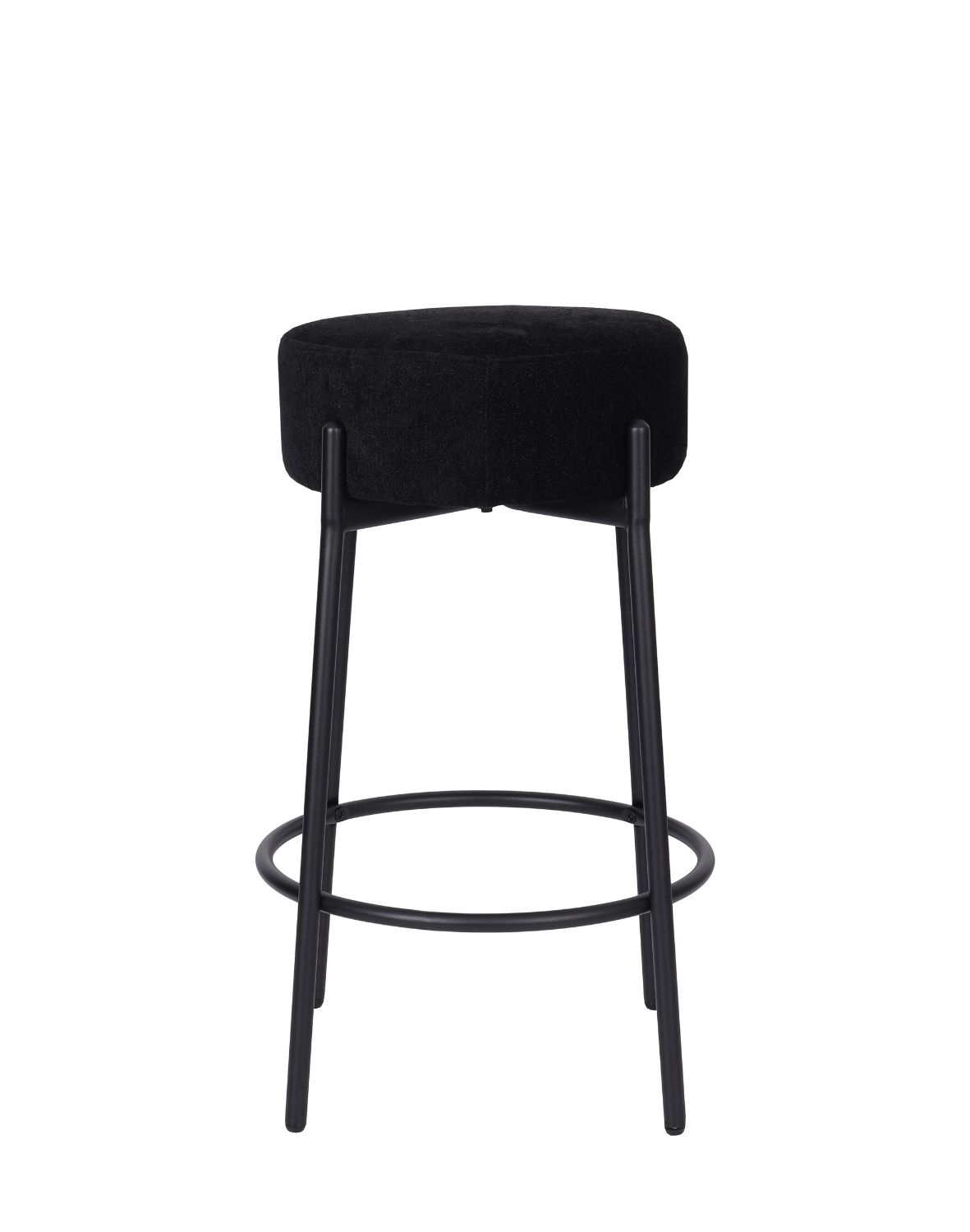 okrągły hoker do kuchni z podnóżkiem holly, tapicerowany, czarny