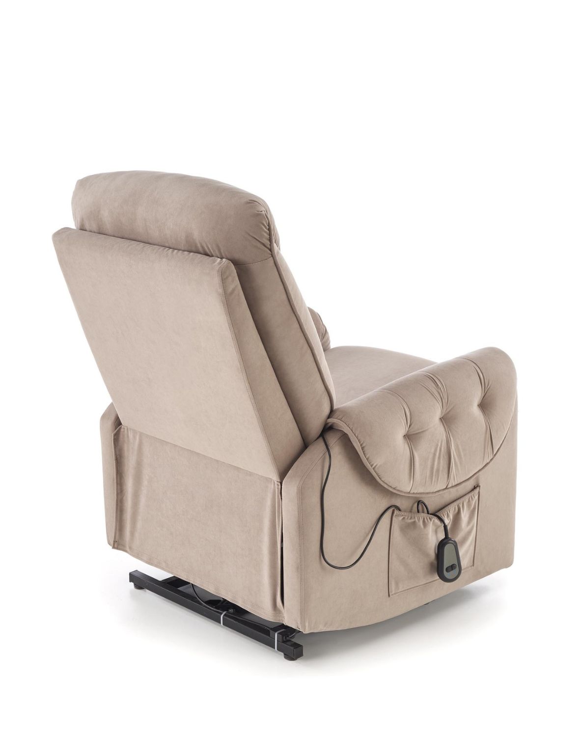 fotel horton z funkcją elektrycznego rozkładania i pionizacji, beżowy welwet