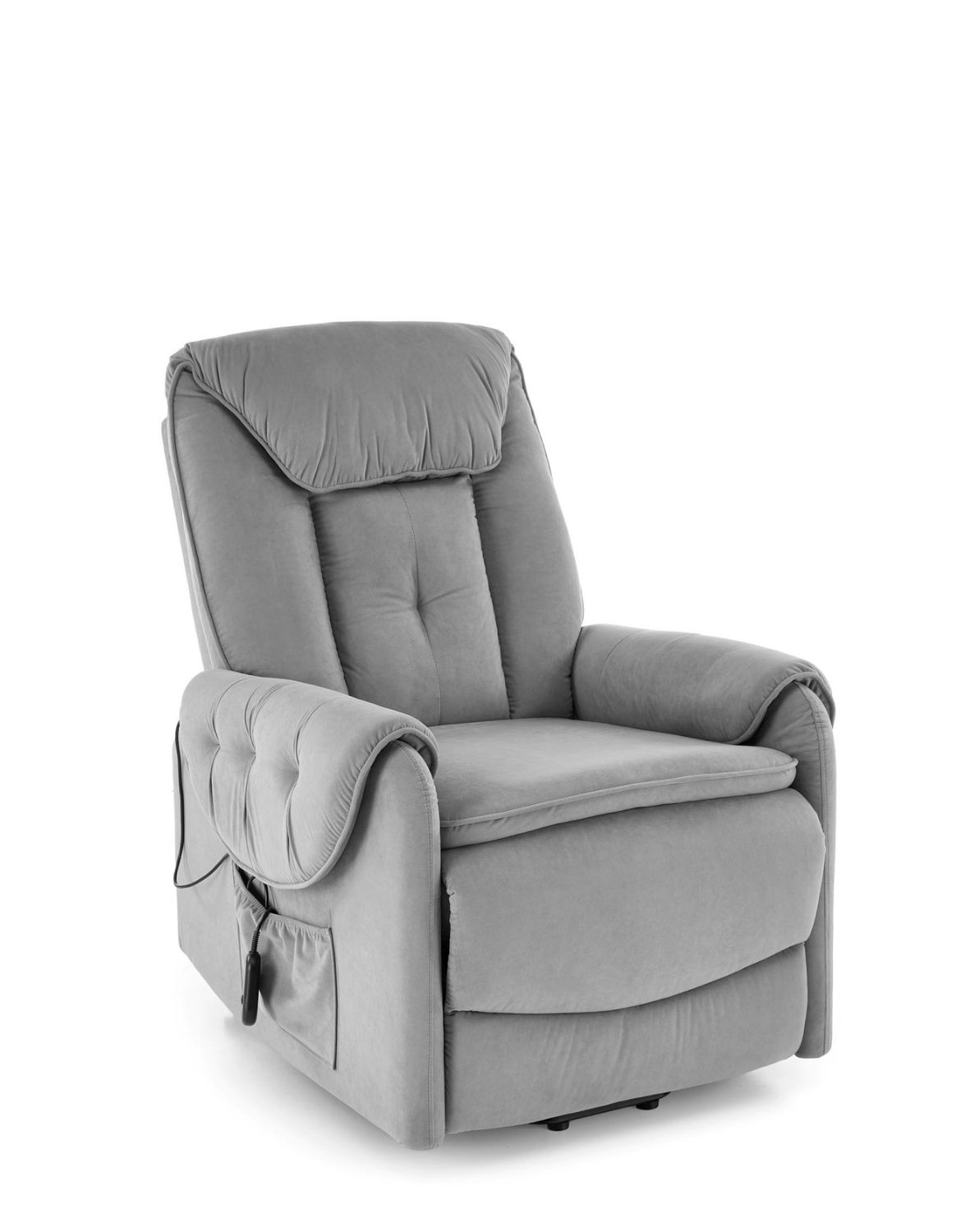 fotel horton z funkcją elektrycznego rozkładania i pionizacji, szary welwet