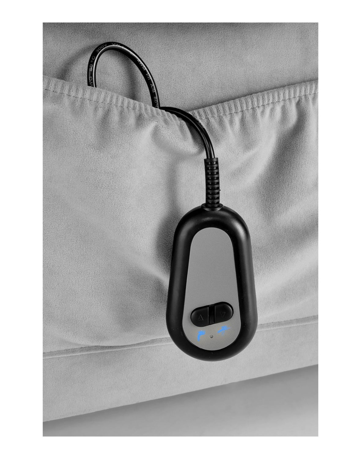 fotel horton z funkcją elektrycznego rozkładania i pionizacji, szary welwet