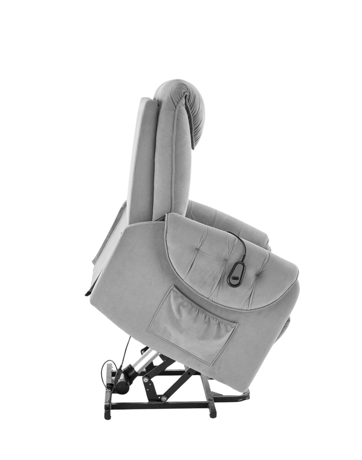 fotel horton z funkcją elektrycznego rozkładania i pionizacji, szary welwet