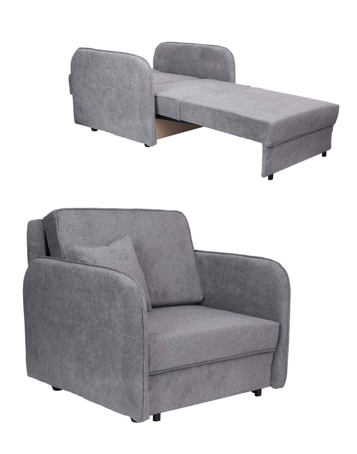 jednoosobowy fotel rozkładany ozi i szary