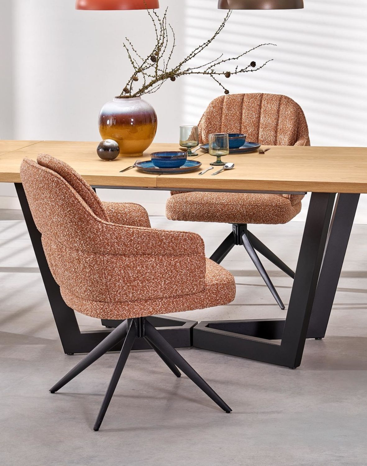 krzesło z funkcją obracania k570, boucle, rude