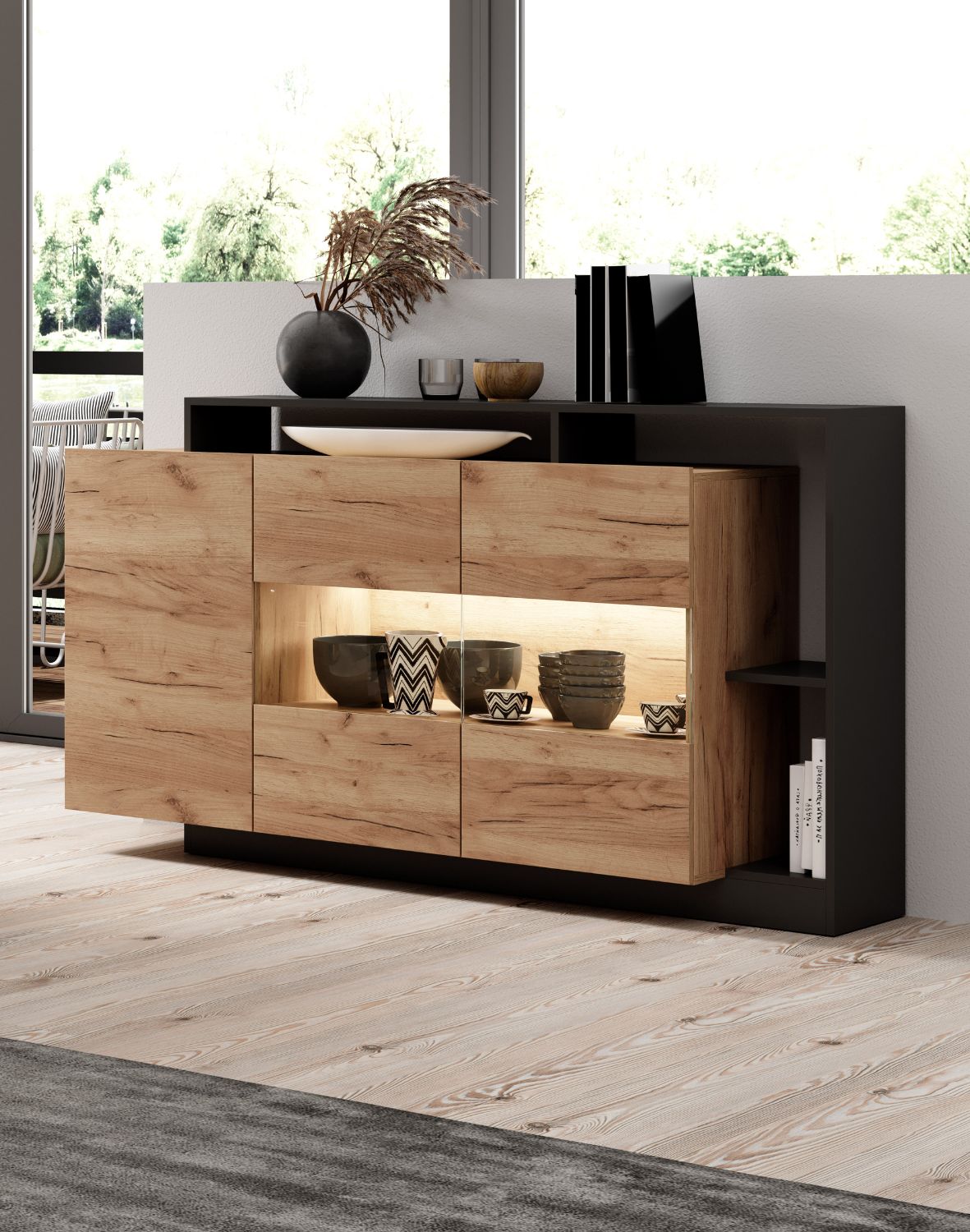 komoda do salonu alva grafitowa