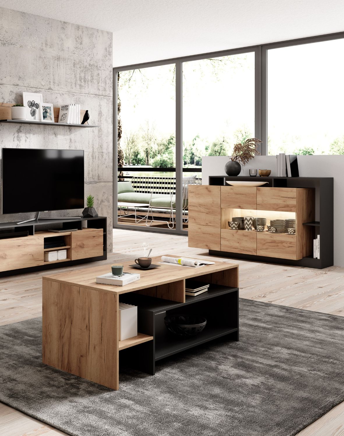 komoda do salonu alva grafitowa