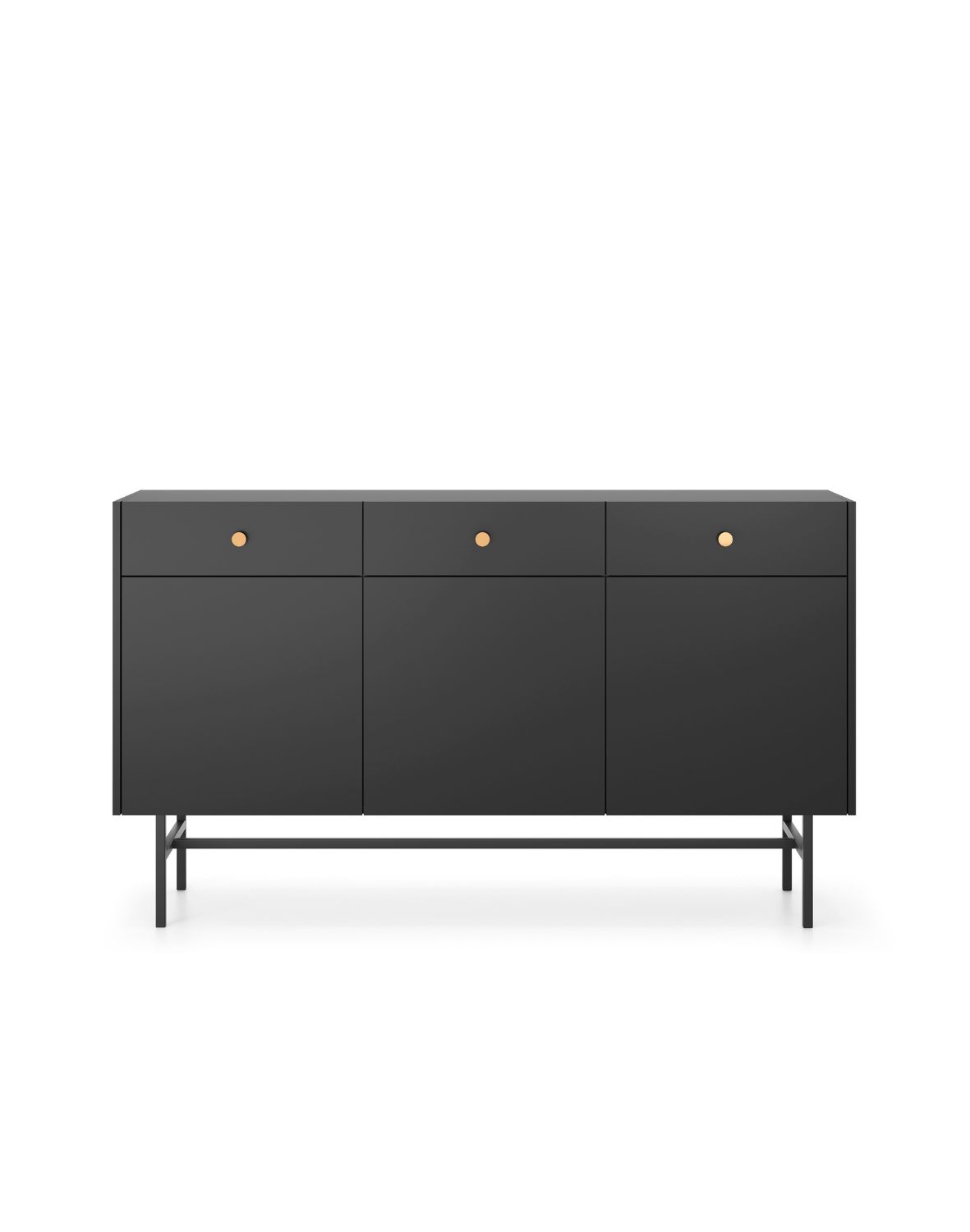 Komoda Diva czarna z 3 szufladami i 3 szafkami (3D3SZ) 155 cm