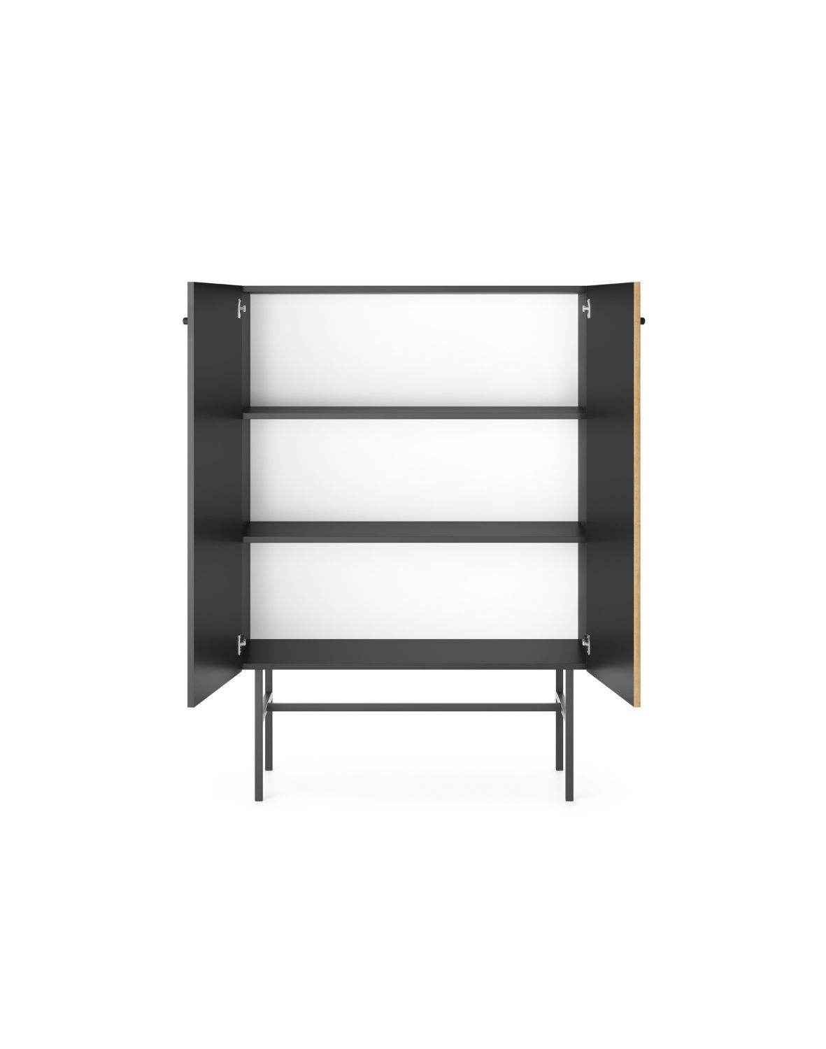 Komoda z drzwiami Diva czarny mat i lamele 93 cm