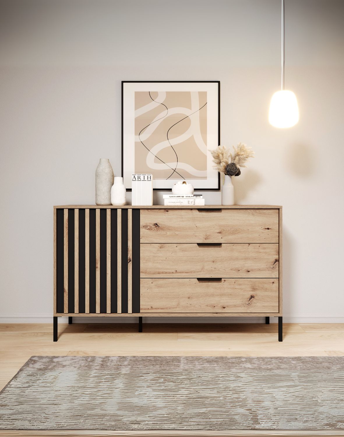 komoda do sypialnu z szafką i szufladami tally