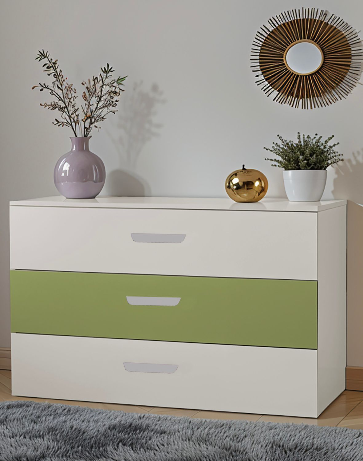 komoda lumi kaszmir i zielony oliwka