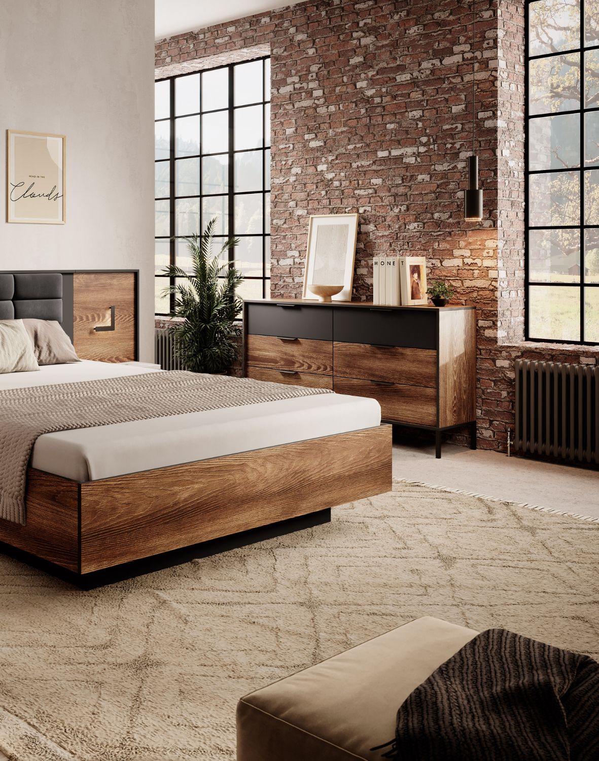 komoda milton b 138 6 szuflad kasztan grafit