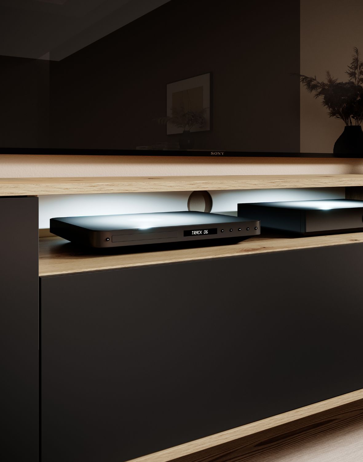 komoda rtv 200 logan dąb artisan czarny na niskch nóżkach