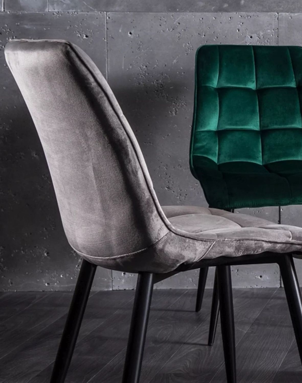 krzeslo  chic velvet szare czarny