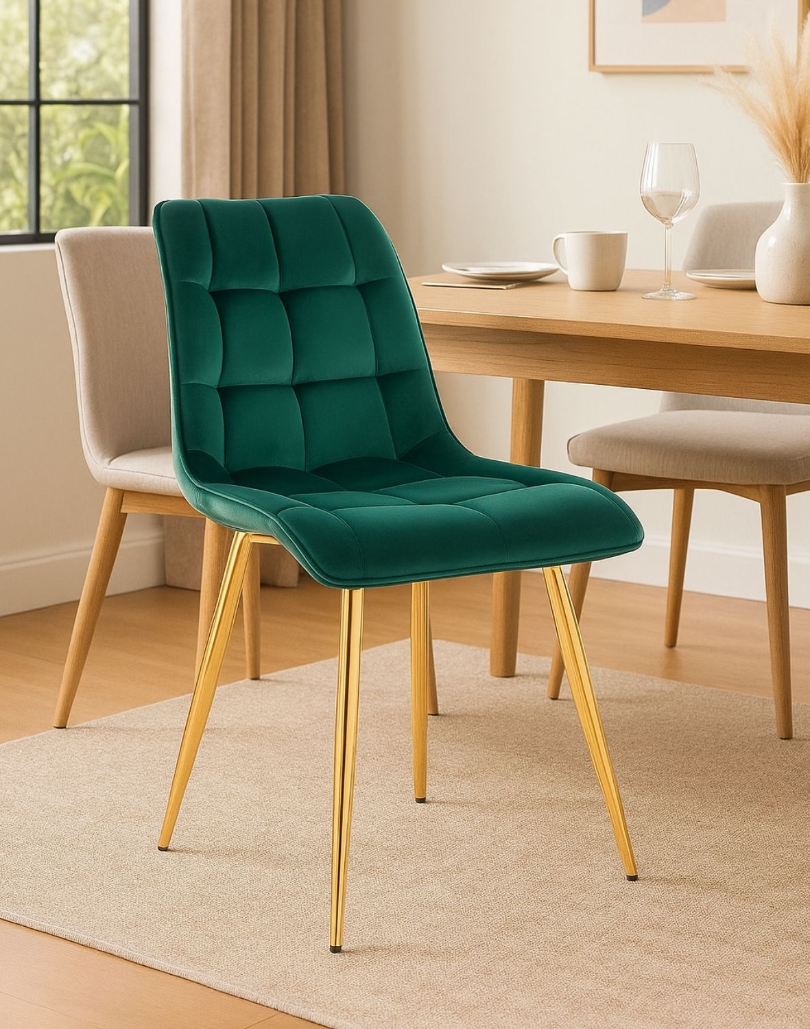 krzeslo chic zloty velvet zielone