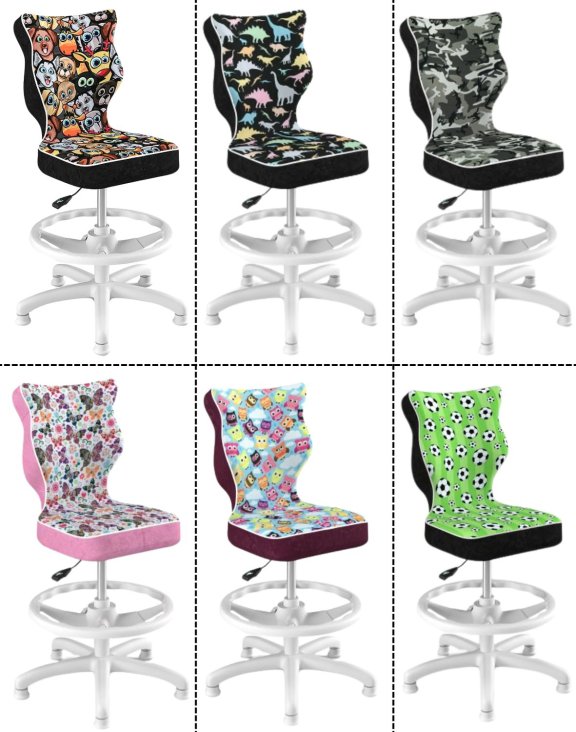 Krzesło dziecięce Entelo Petit z podnóżkiem 133-159 cm Biala Podstawa