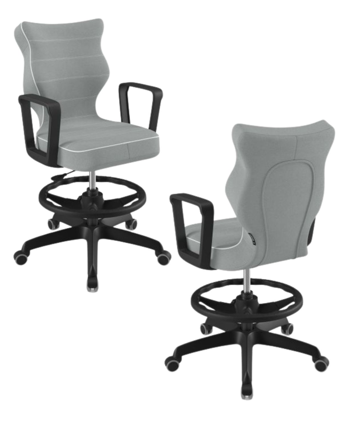Krzesło młodzieżowe Norm z podnóżkiem, czarna podstawa, rozmiar 6 (wzrost 159 - 188 cm)