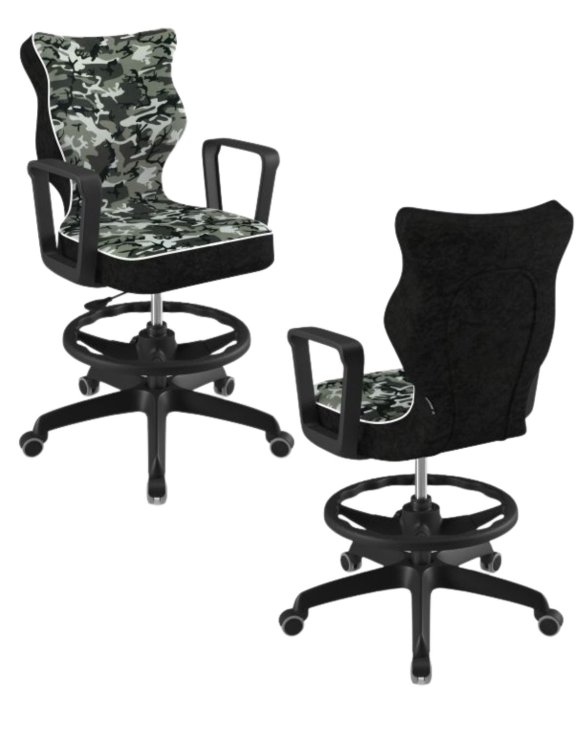 Krzesło młodzieżowe Norm z podnóżkiem, czarna podstawa, rozmiar 6 (wzrost 159 - 188 cm)