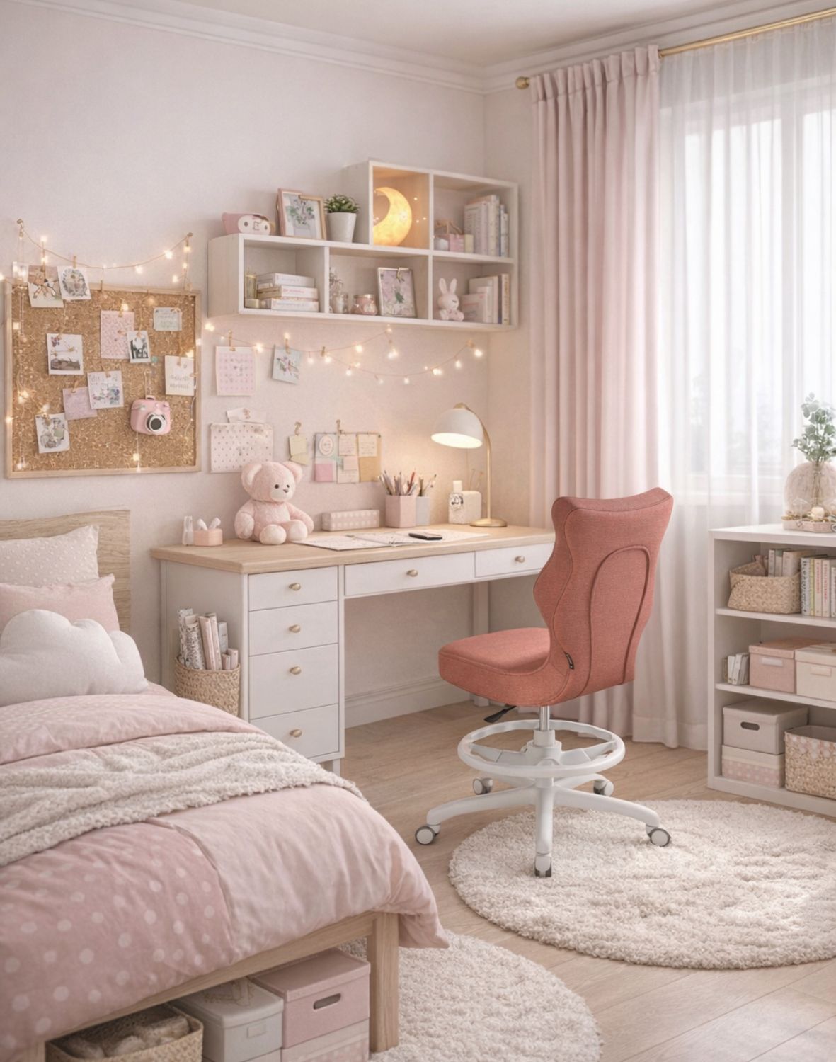 Krzesło dziecięce Entelo Petit z podnóżkiem 146-176,5 cm Biała Podstawa