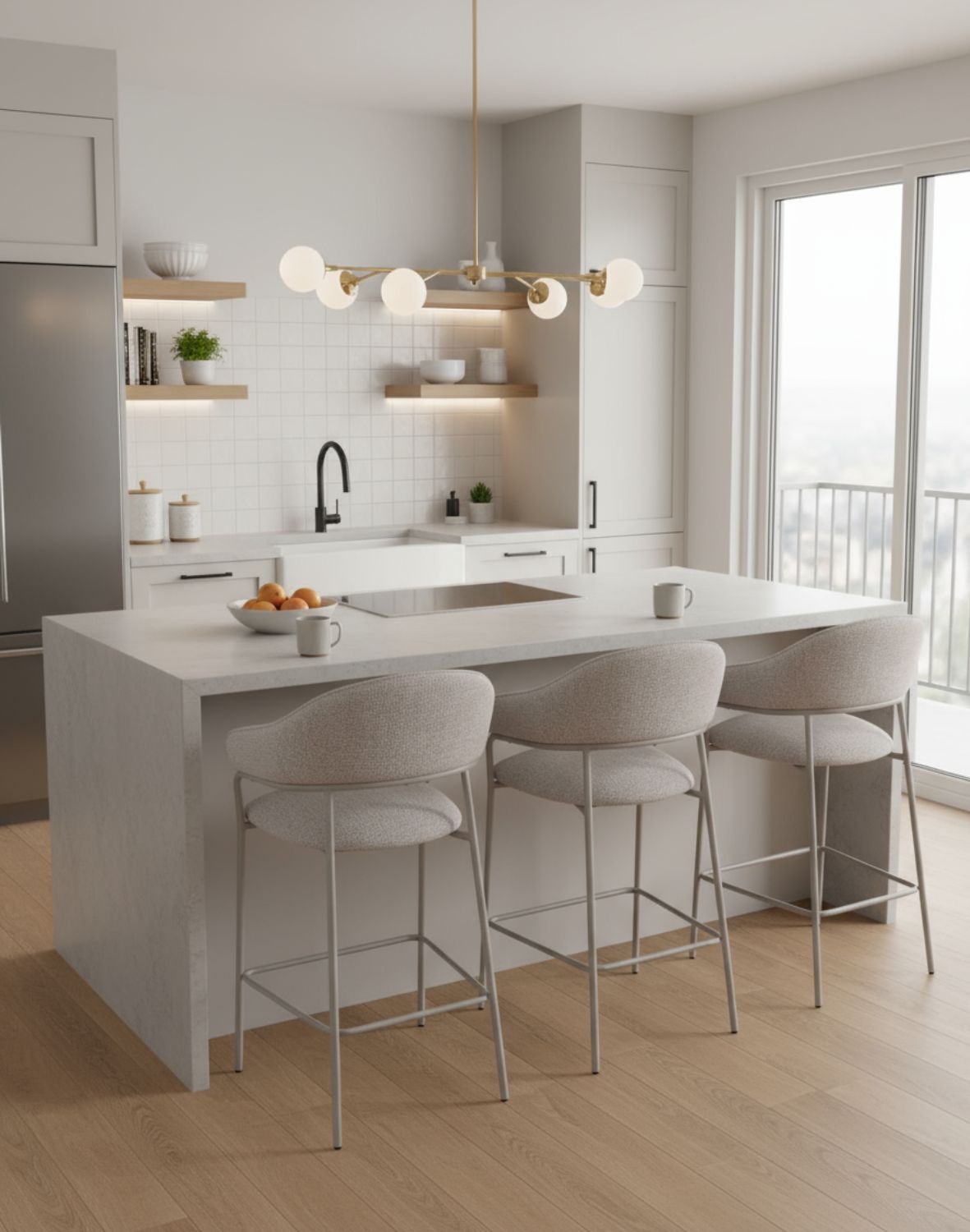 hoker do kuchni z podnóżkiem livia, beżowy/kaszmir