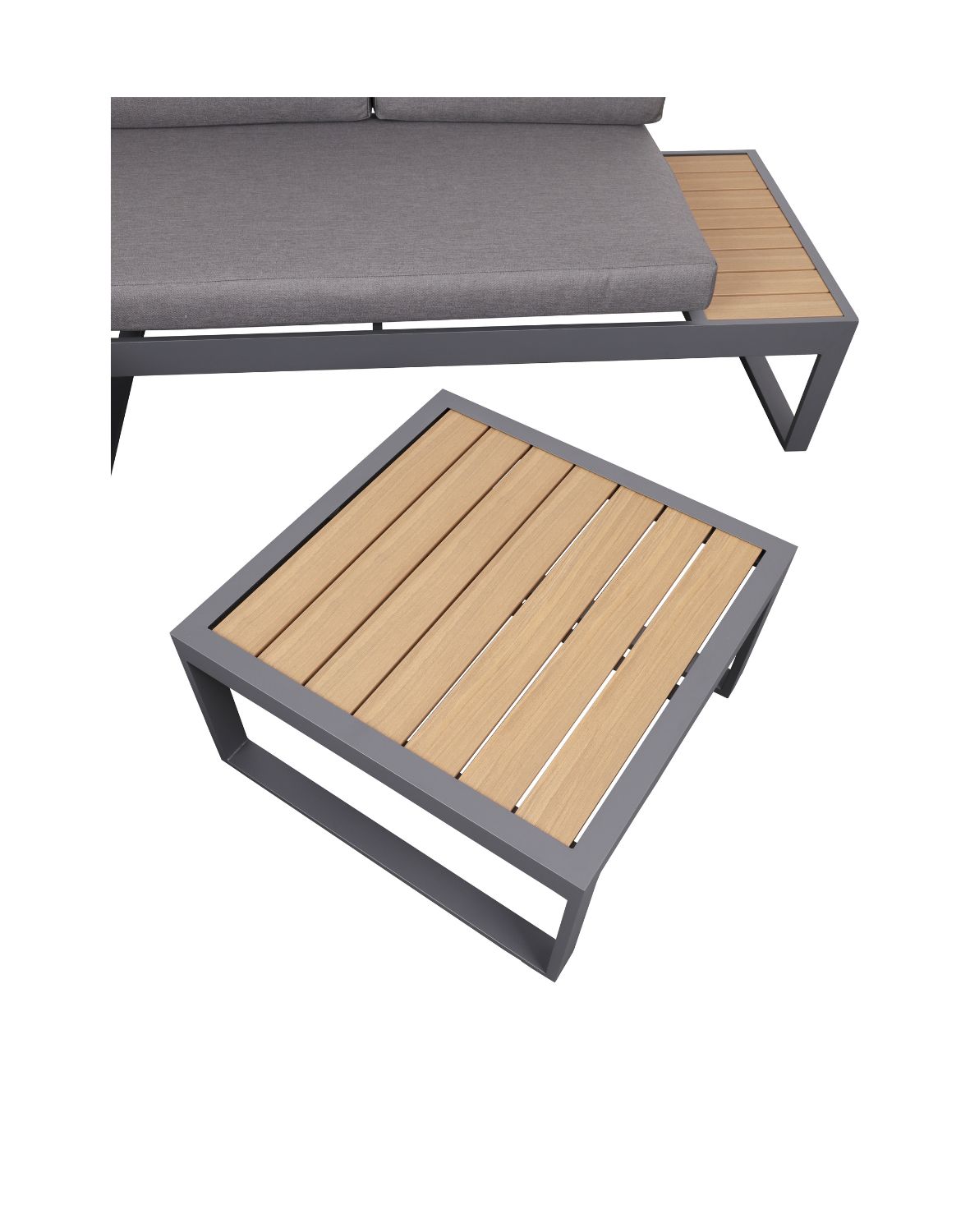 narożnik ogrodowy lorato grey 5-osobowy ze stolikiem – aluminium, szary