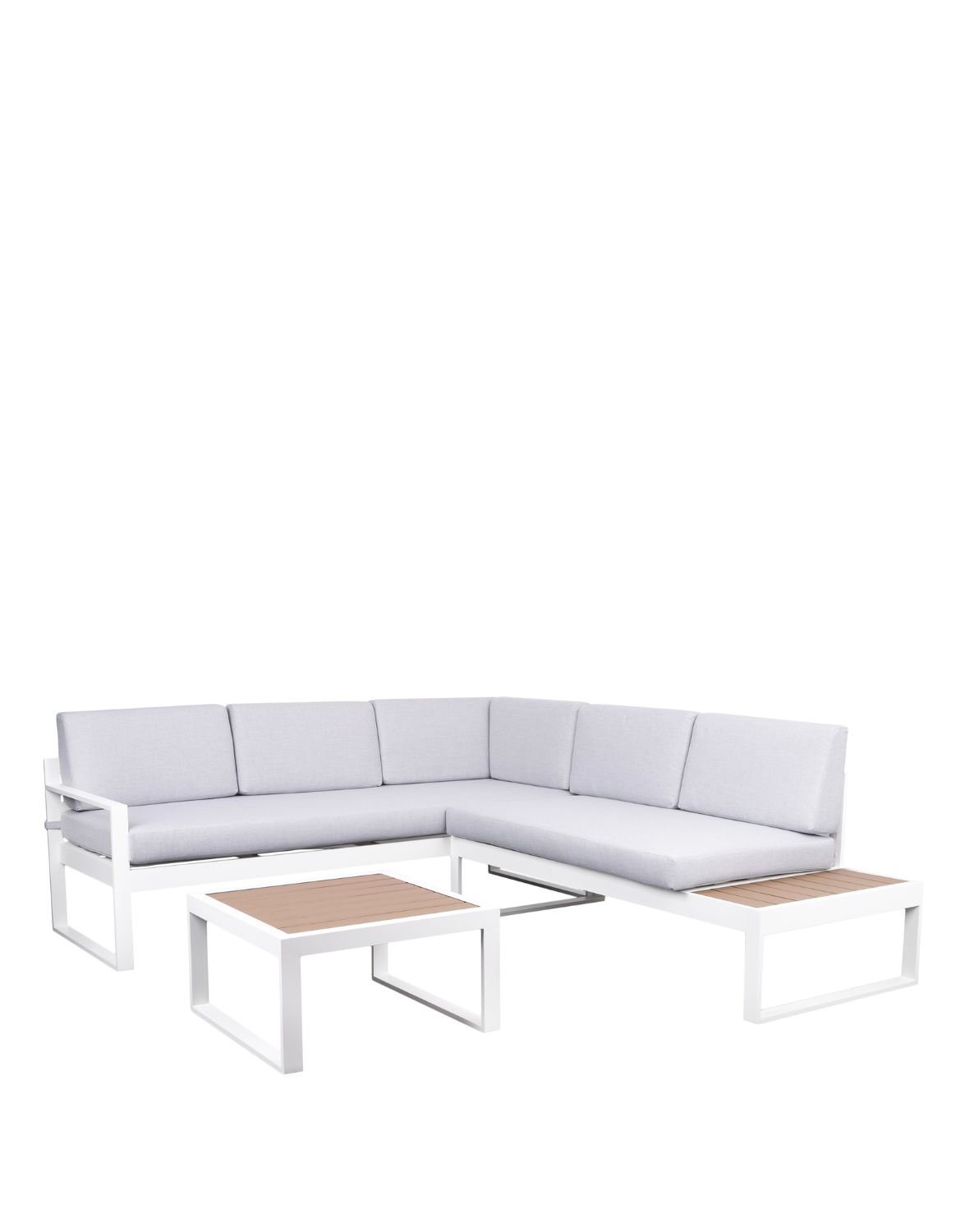 narożnik ogrodowy loreto white 5-osobowy ze stolikiem – aluminium, biały