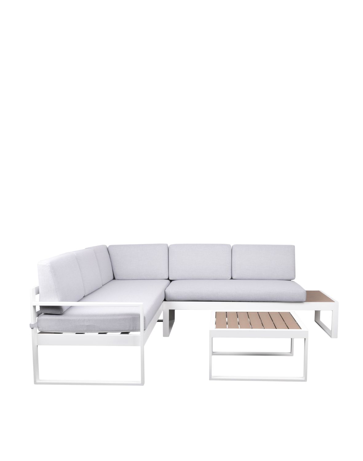 narożnik ogrodowy loreto white 5-osobowy ze stolikiem – aluminium, biały