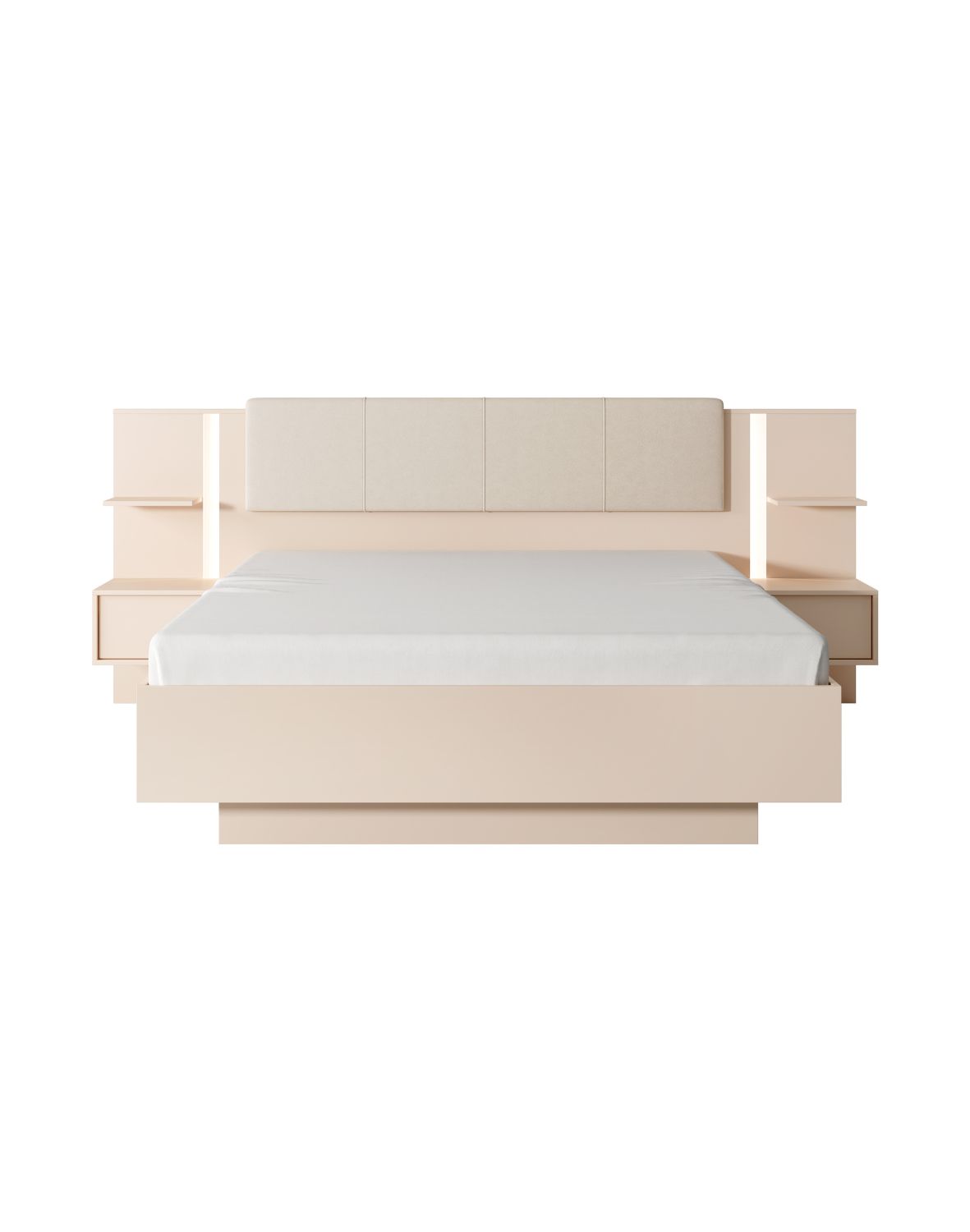 łóżko z szafkami nocnymi i led dast k