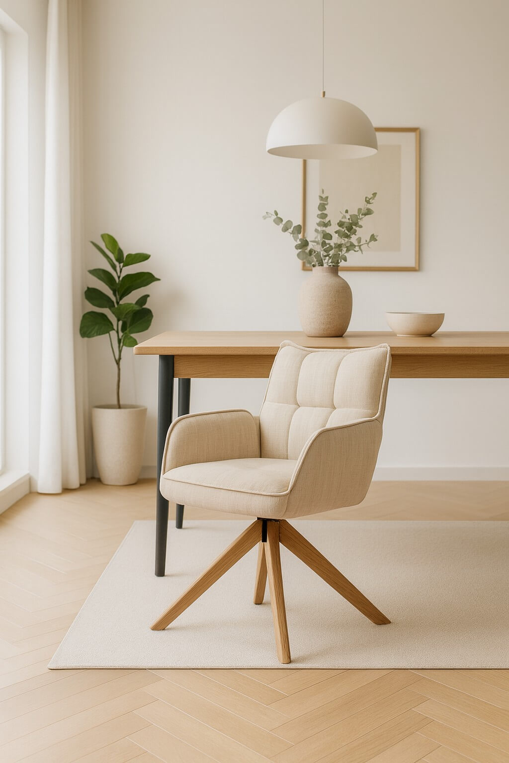 krzesło obrotowe marilla, drewniane nogi, beżowe (53240004)