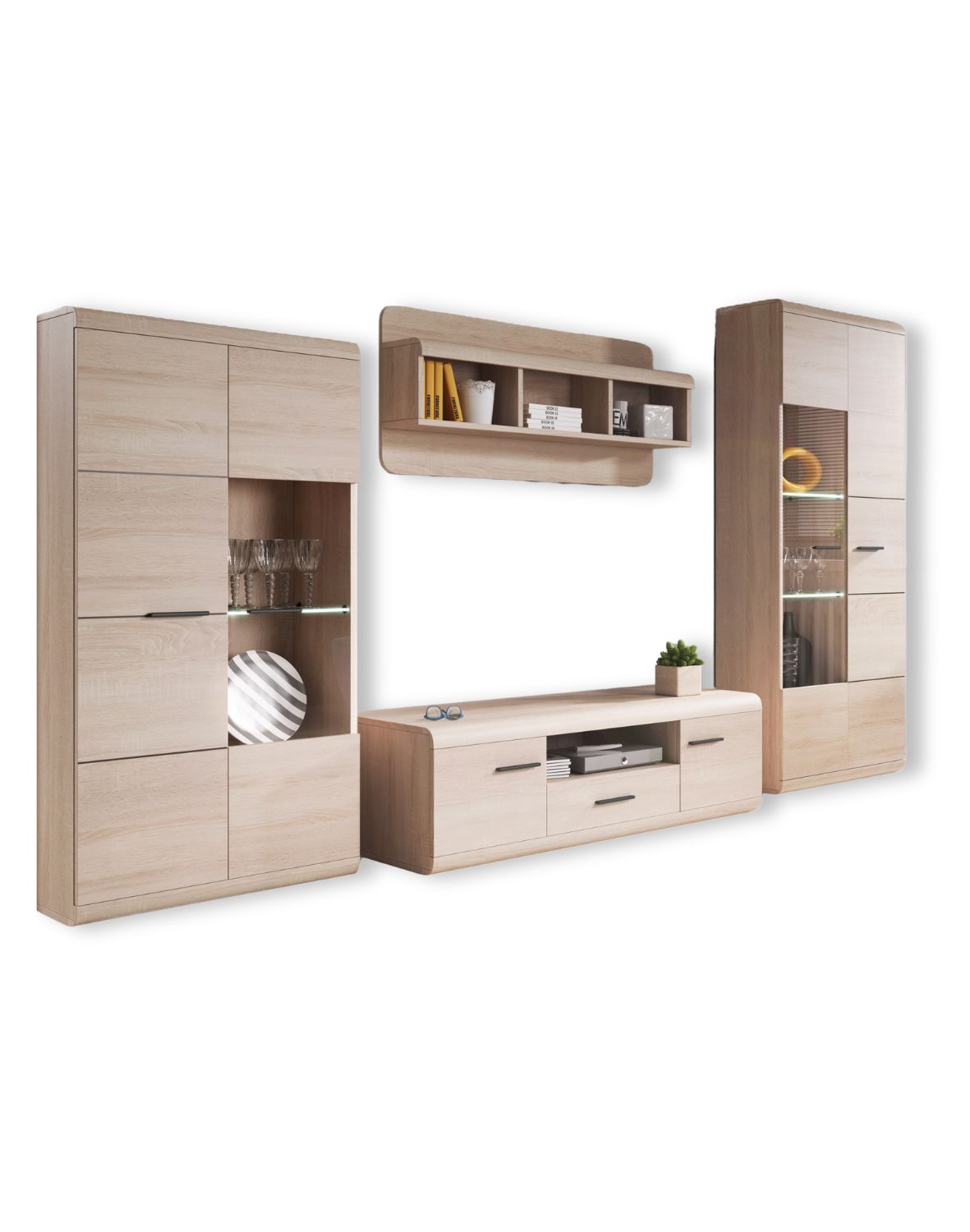 meblościanka dąb sonoma z szafka rtv i witryna link