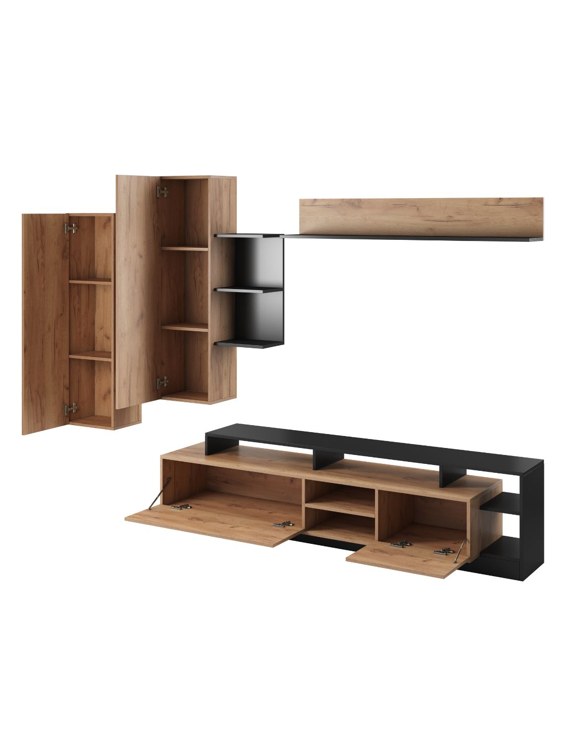 meblościanka do salonu alba dąb craft i antracyt