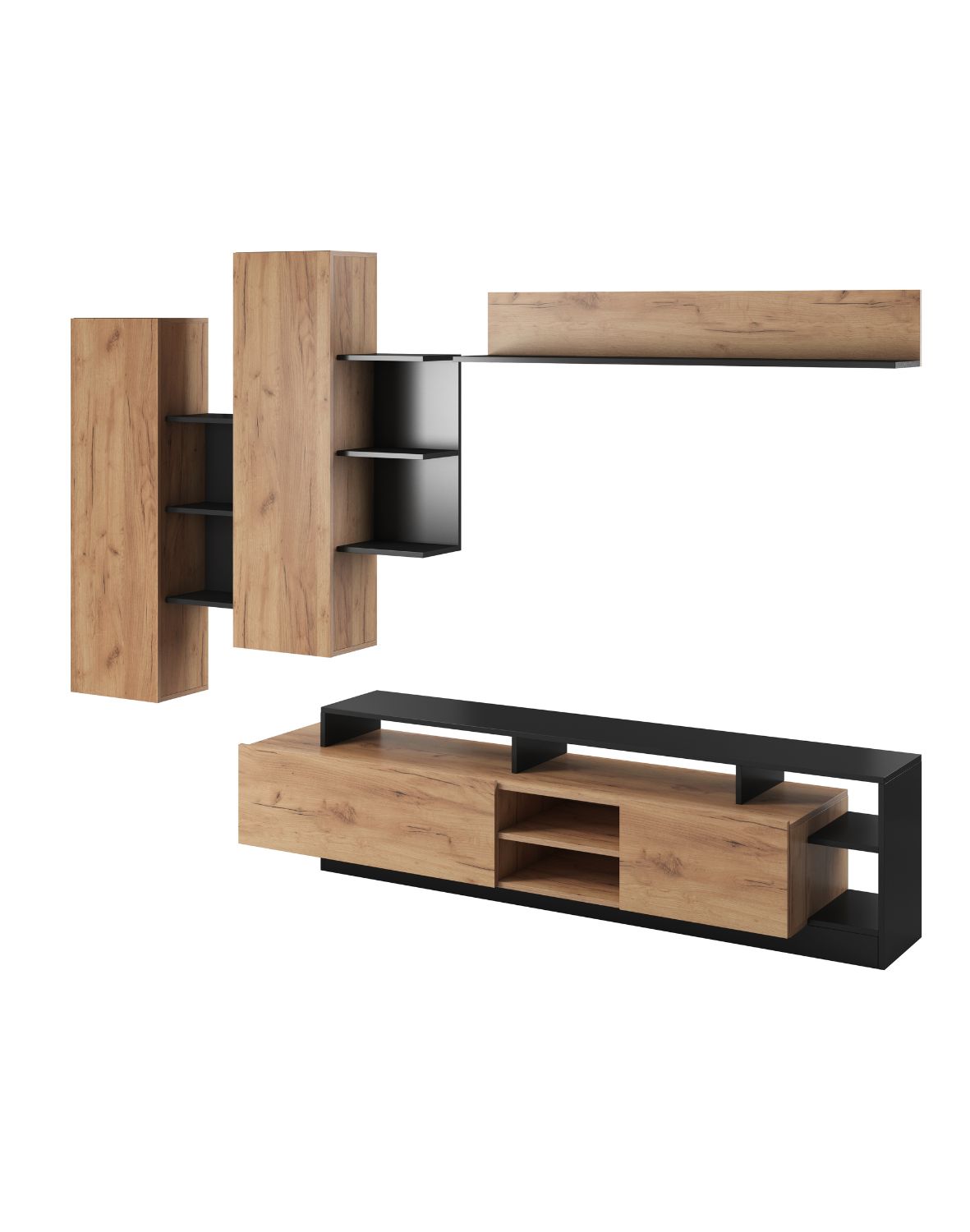 meblościanka do salonu alba dąb craft i antracyt