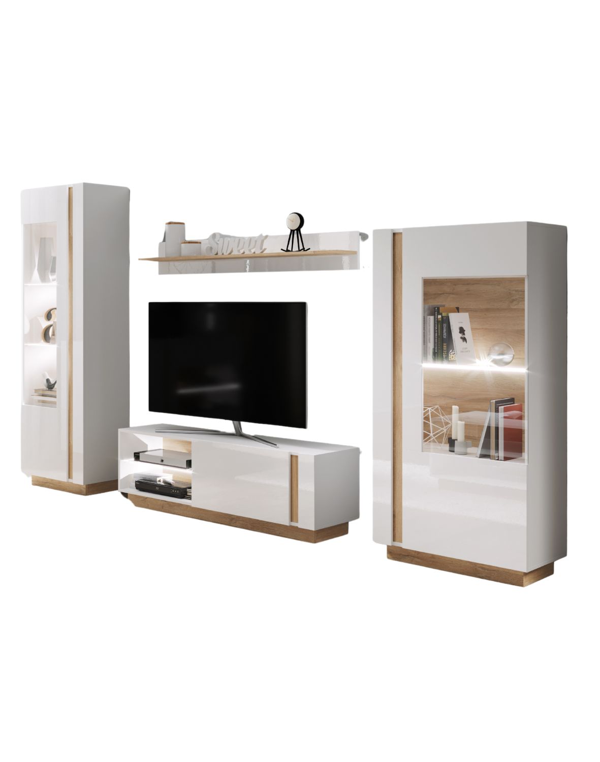 meblościanka tv rtv biała połysk arco