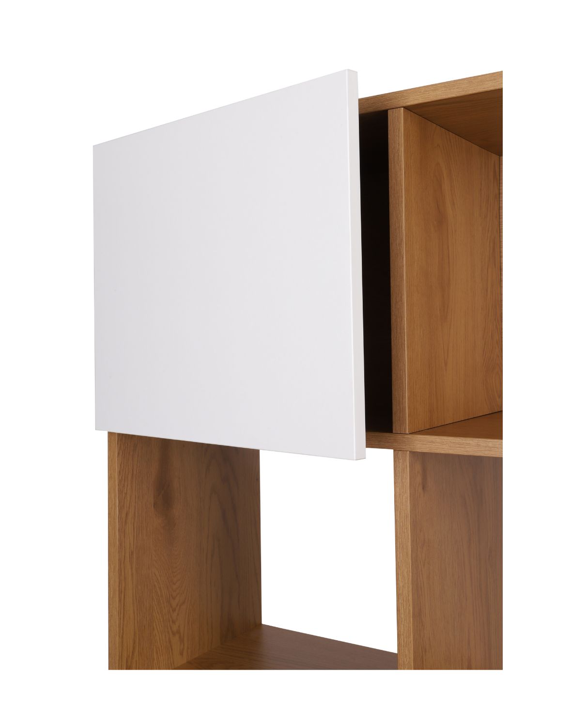 regał nevada dąb naturalny z białymi drzwiczkami 110 cm (bs02)