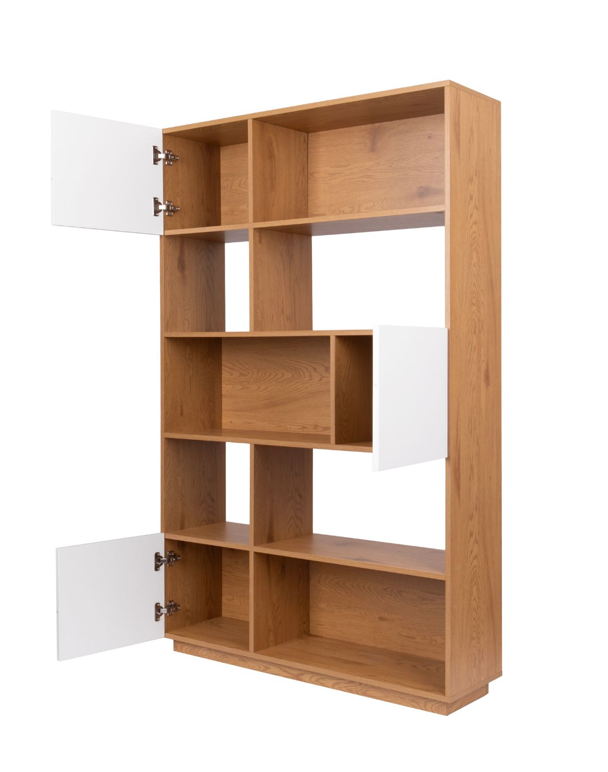 regał nevada dąb naturalny z białymi drzwiczkami 110 cm (bs02)