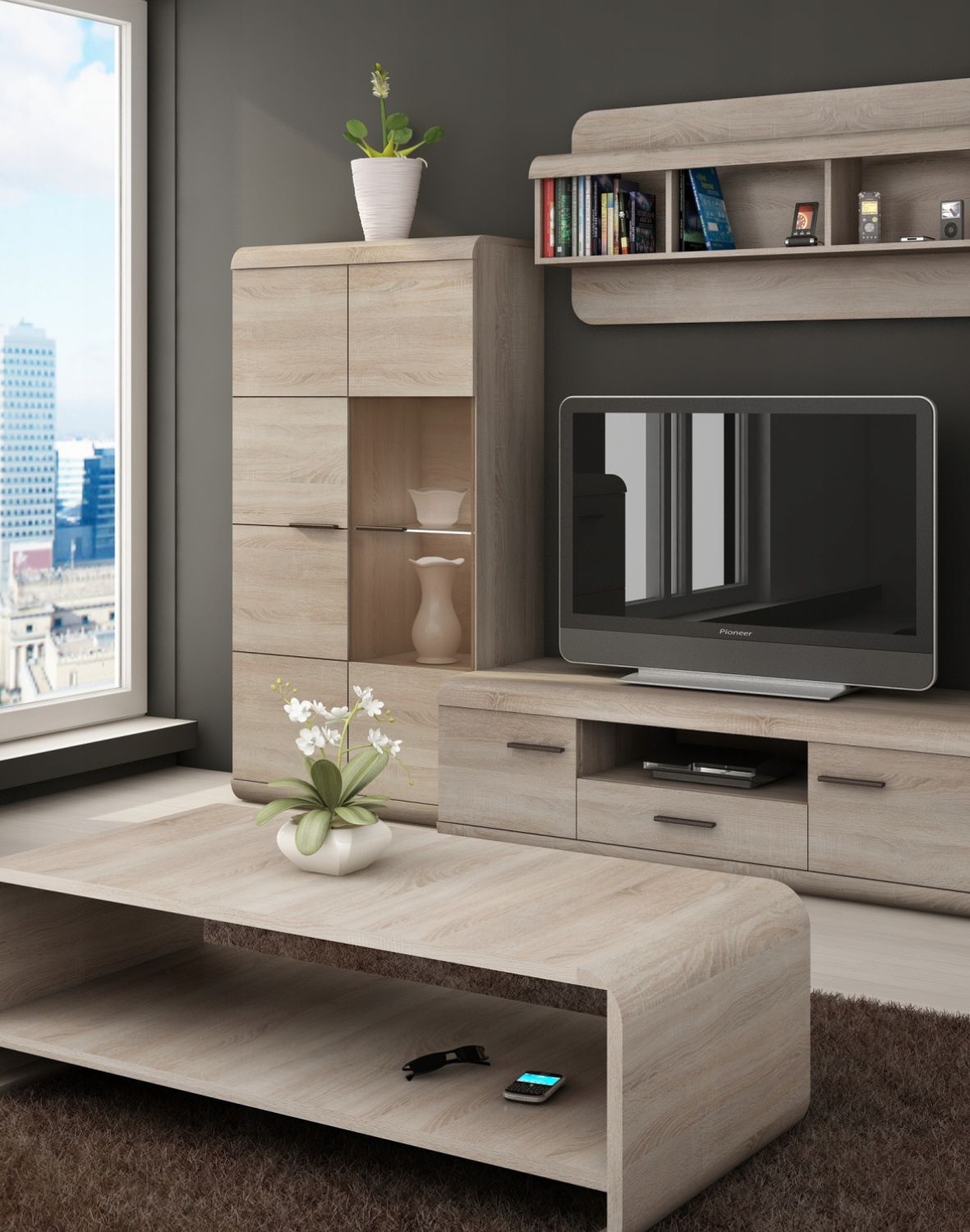 niska witryna do salonu link c 80 dąb sonoma