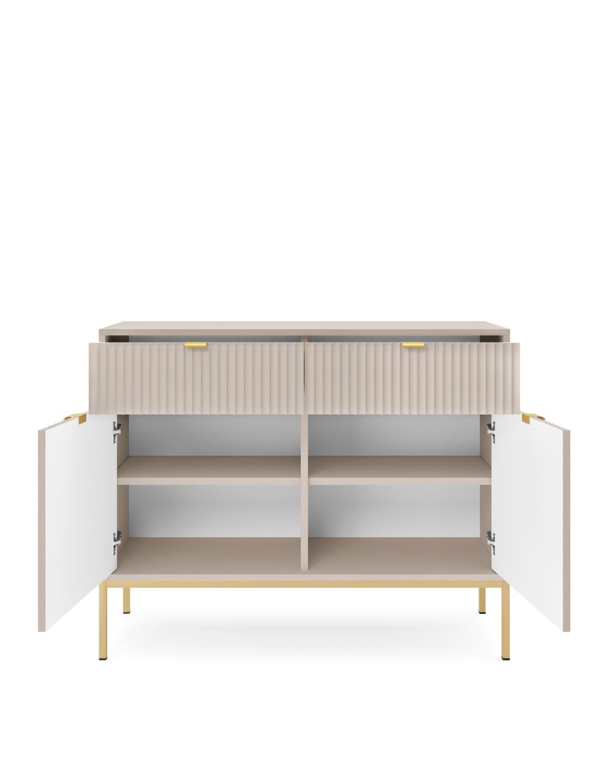 komoda ryflowana nova kaszmir z szufladami (ksz104), cashmere/gold