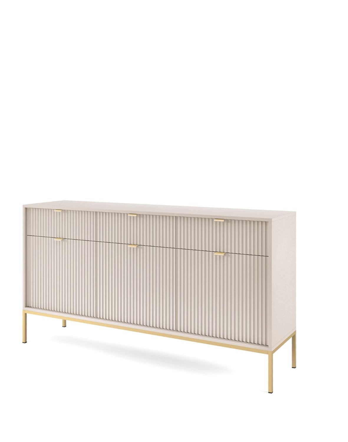 komoda ryflowana nova z szufladami (ksz154), kaszmir/złoty