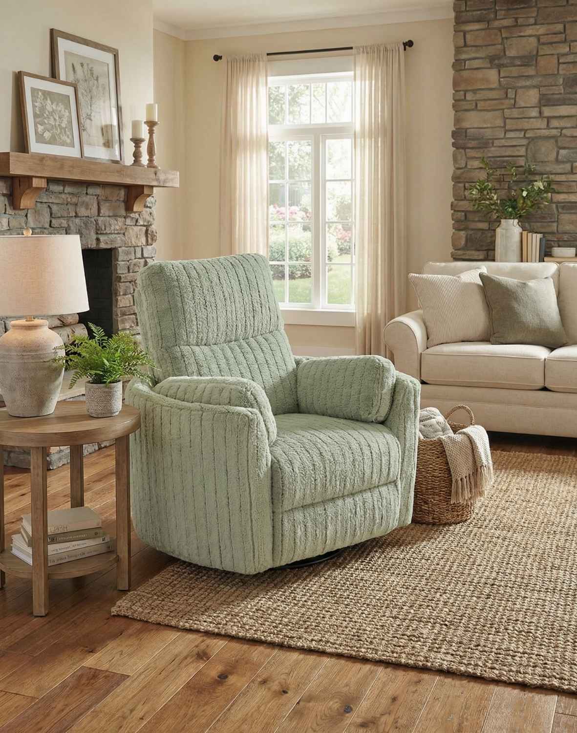 fotel pegas z funkcją elektrycznego rozkładania, obracania i kołyski, miętowy