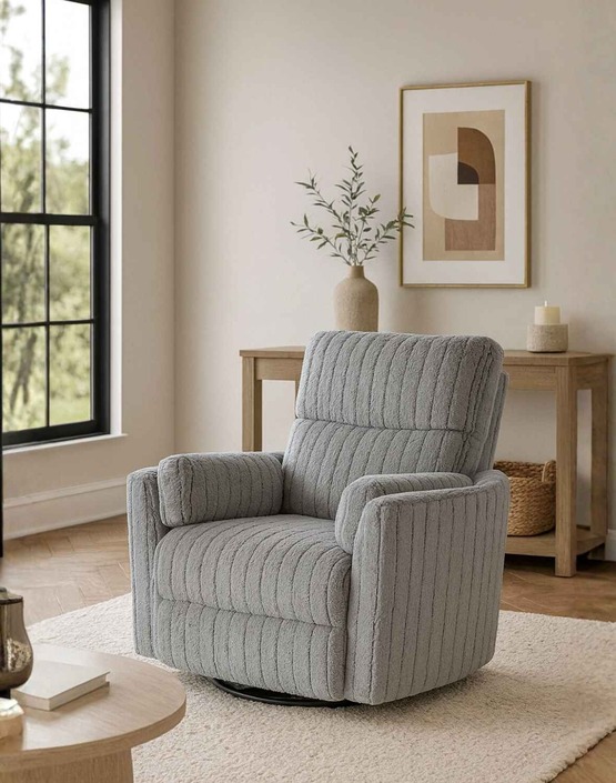 fotel pegas z funkcją elektrycznego rozkładania, obracania i kołyski, szary