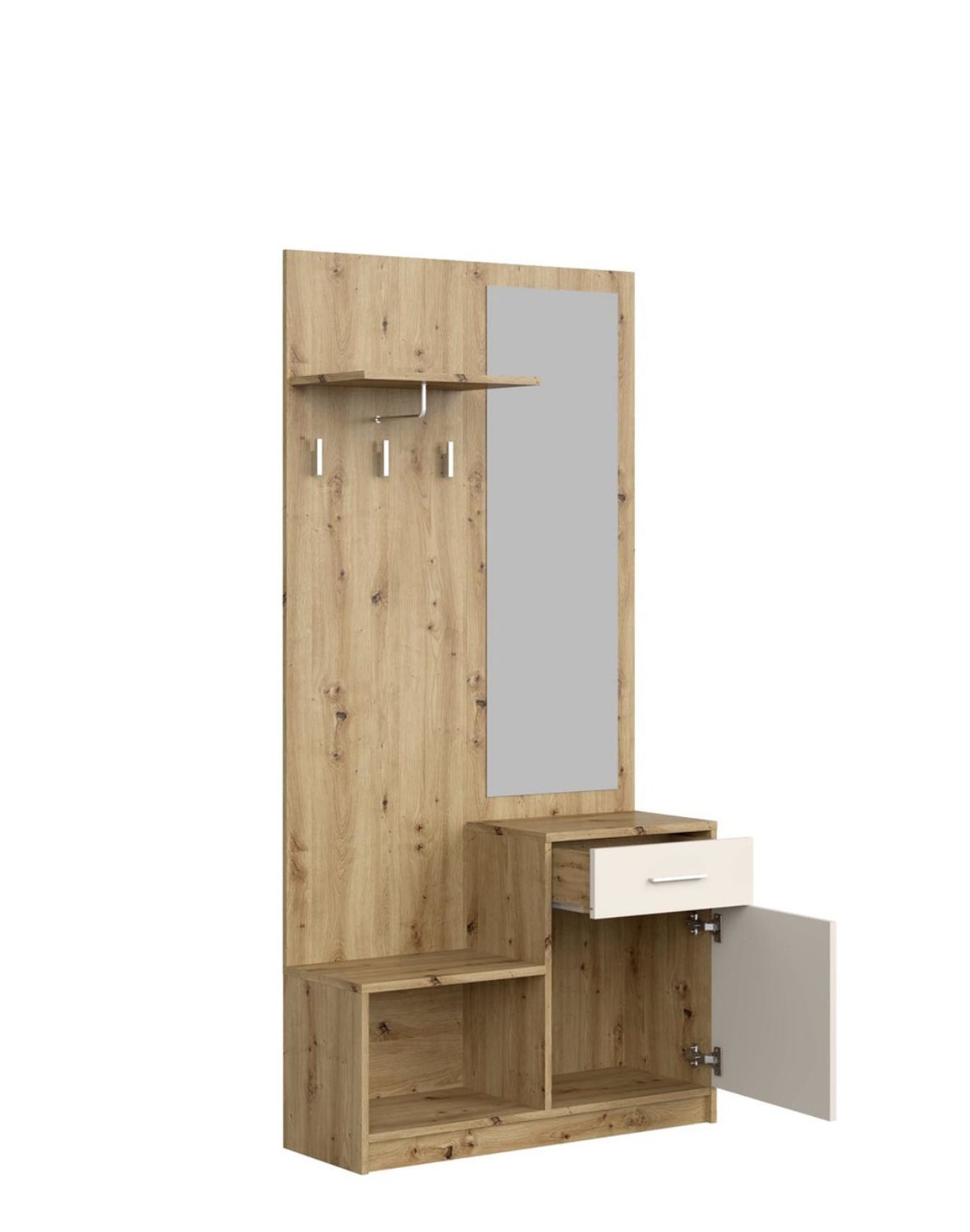 przedpokój pergo z lustrem i szafką na buty, dąb artisan/kaszmir