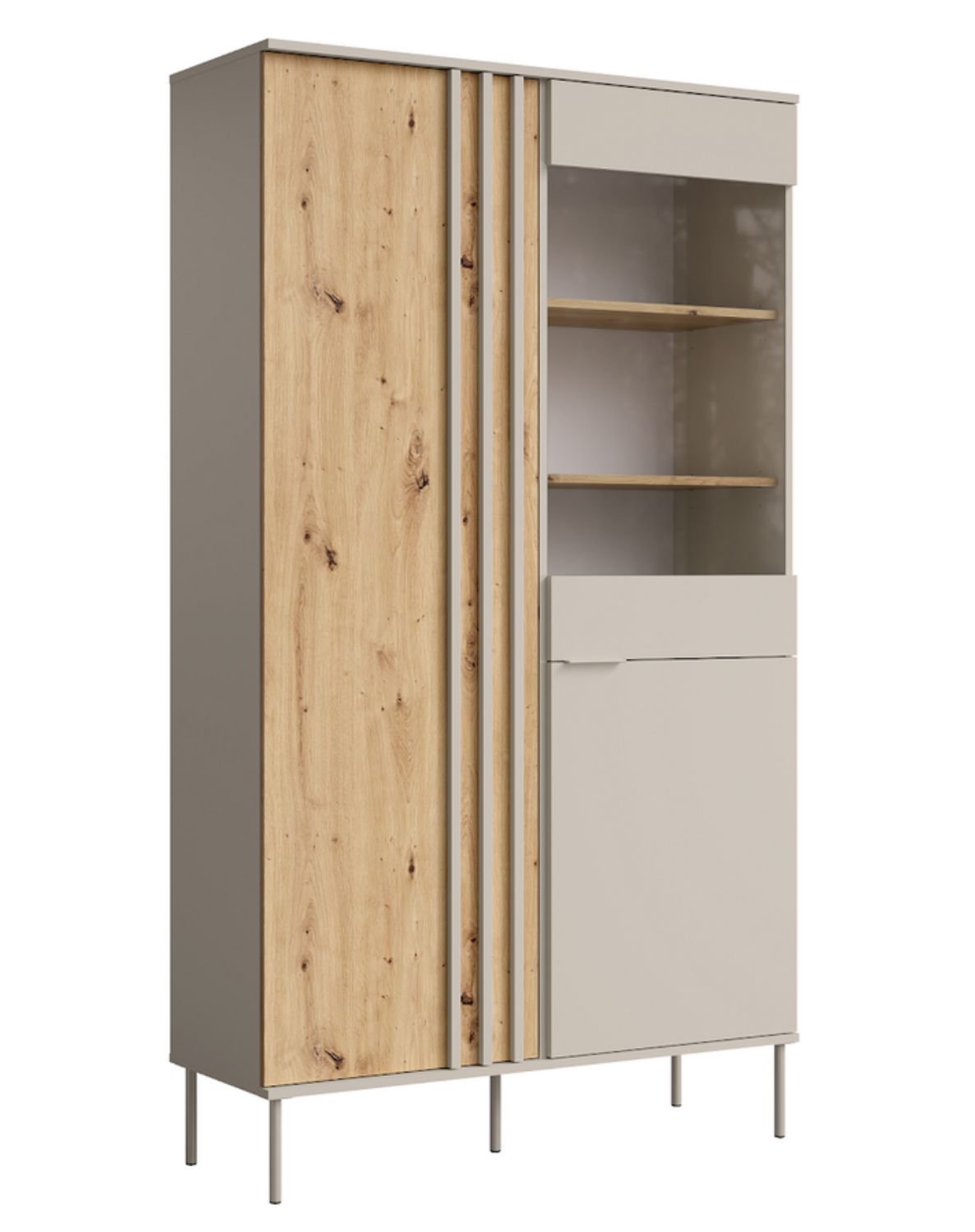 Witryna z przeszkleniem Rimini 01 2D Kaszmir, Dąb artisan