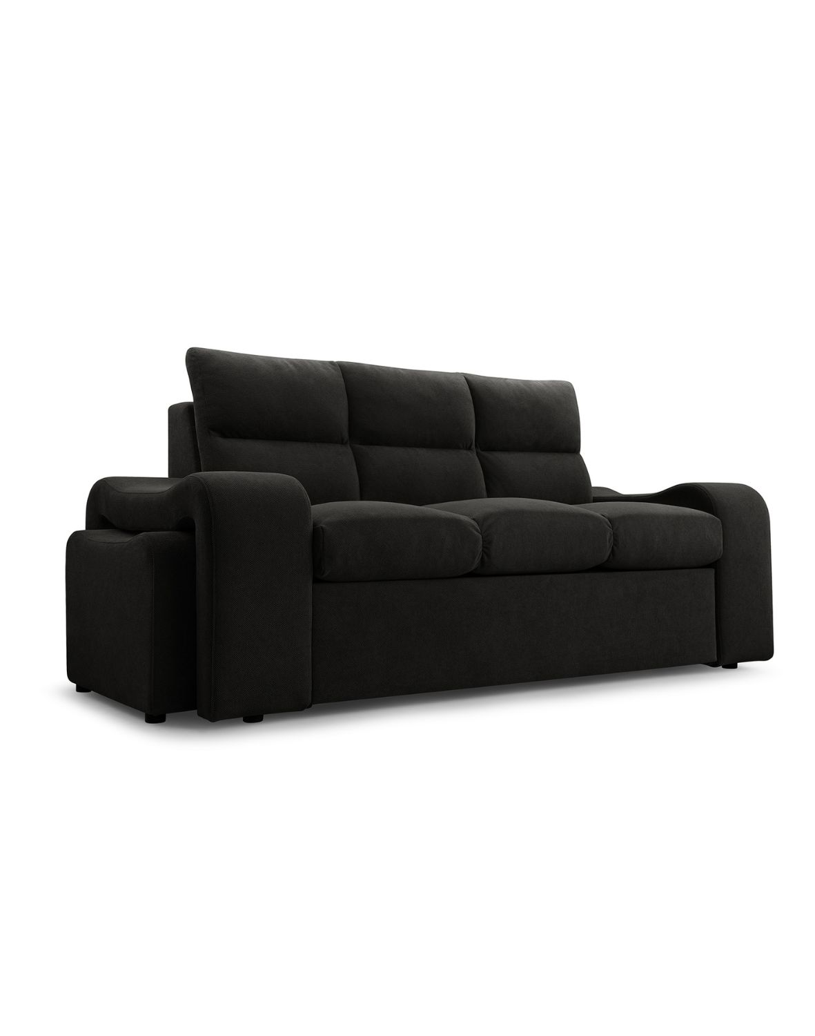 trzyosobowa rozkładana kanapa wela z pufami