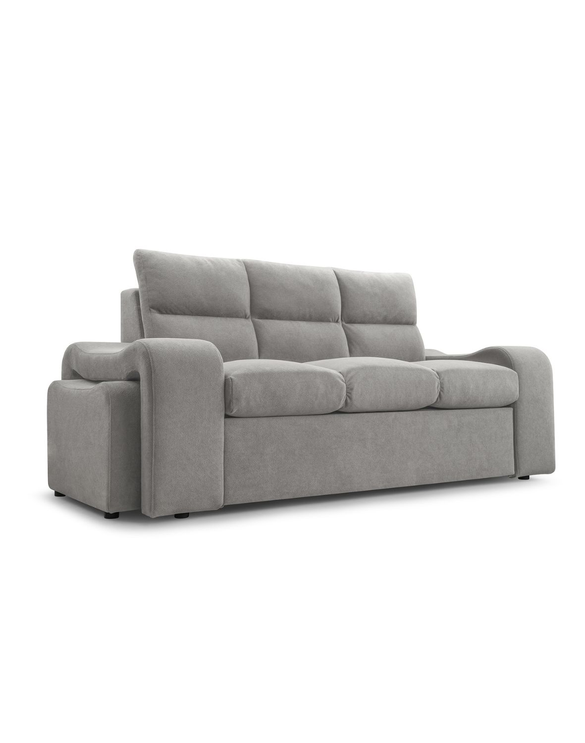 trzyosobowa rozkładana kanapa wela z pufami