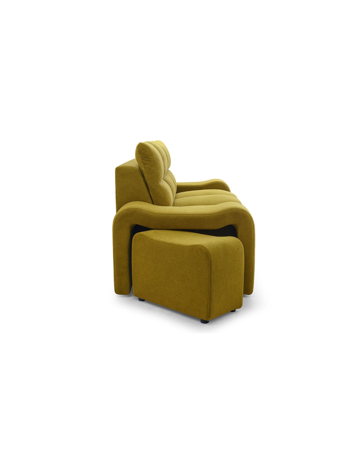 trzyosobowa rozkładana kanapa wela z pufami