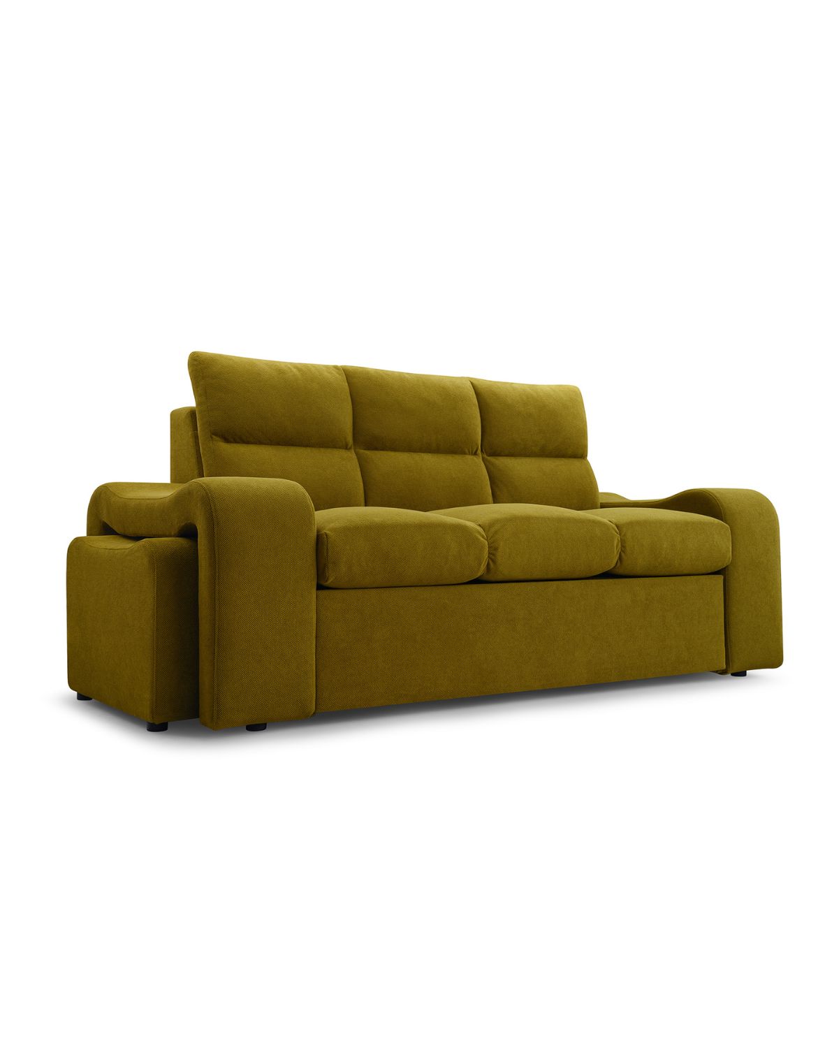 trzyosobowa rozkładana kanapa wela z pufami