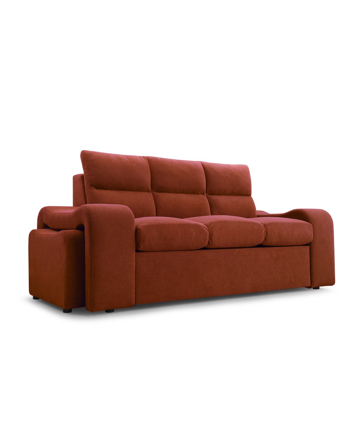 trzyosobowa rozkładana kanapa wela z pufami