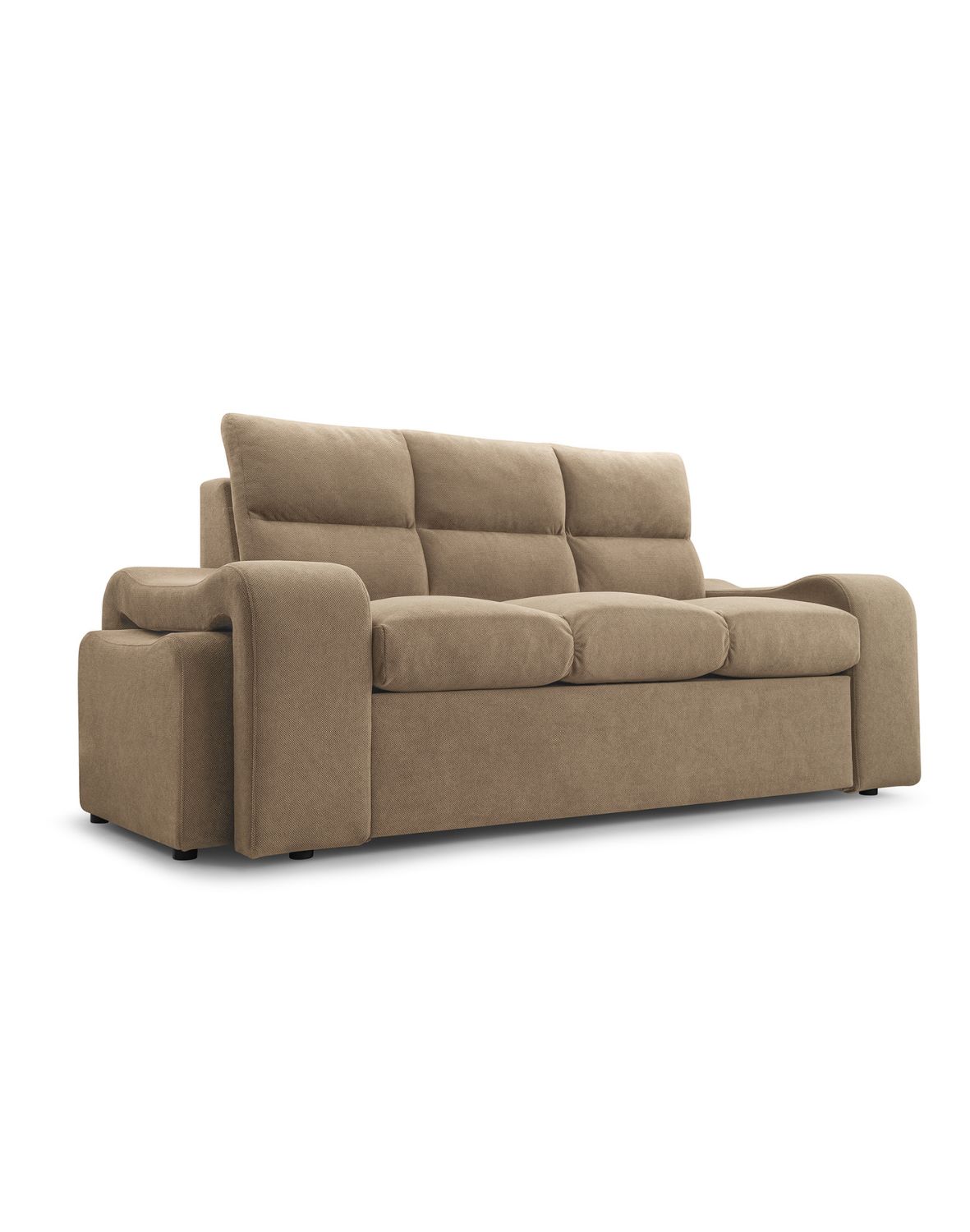 trzyosobowa rozkładana kanapa wela z pufami