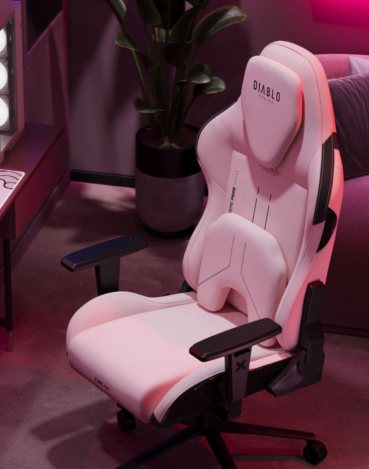 rożowy fotel gamingowy, fotel diablo x-one prime